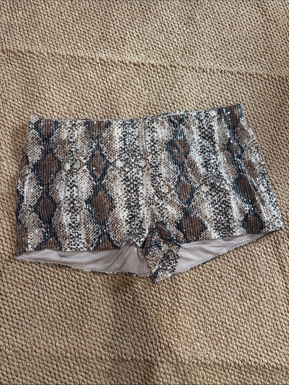 wild fable Snake-Print High-Rise Bike Shorts — Brown, Black & Cream